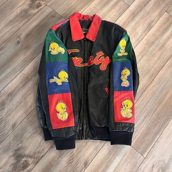 Vintage Tweety Bird Leather Jacket 1998 Looney Tunes Warner Brothers‎ Size XL - Picture 3 of 7
